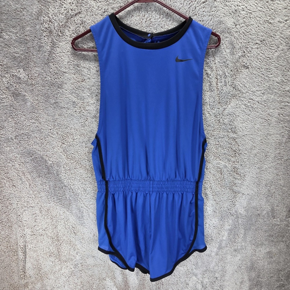 Nike Dri-FIT Tank Top Womens Small Blue Running Romper Singlet Jersey AQ5115-480